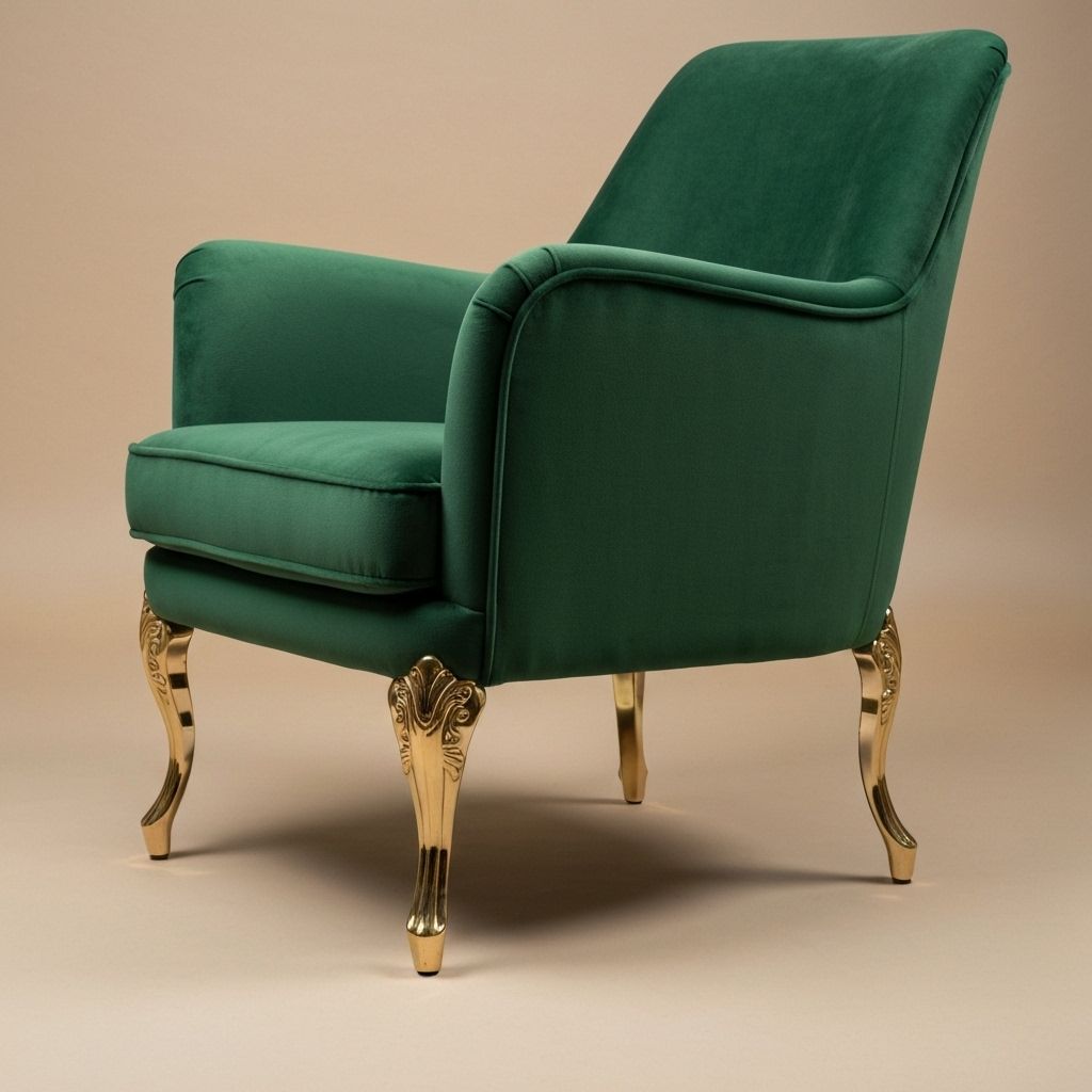 Velvet Armchair Gold Legs